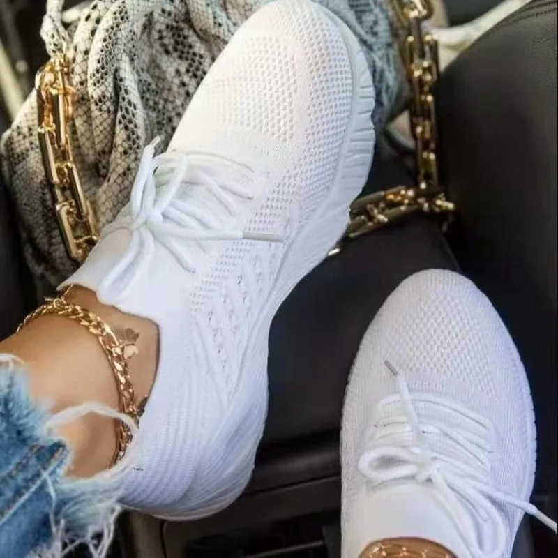 Women's Casual Knit Sneakers B - Knit Fabric Lace Up Sneakers review and price