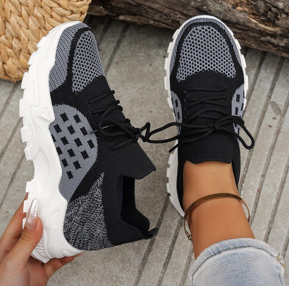 Women's Breathable Knit Mesh S - Knit Fabric Lace Up Sneakers review and price