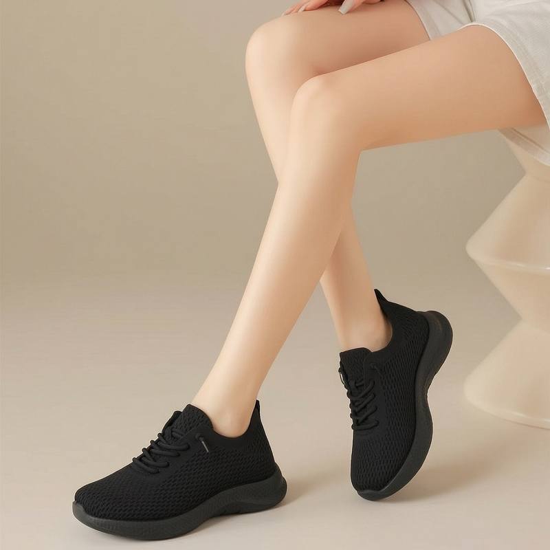 Summer Ladies Breathable Mesh  - Knit Fabric Lace Up Sneakers review and price