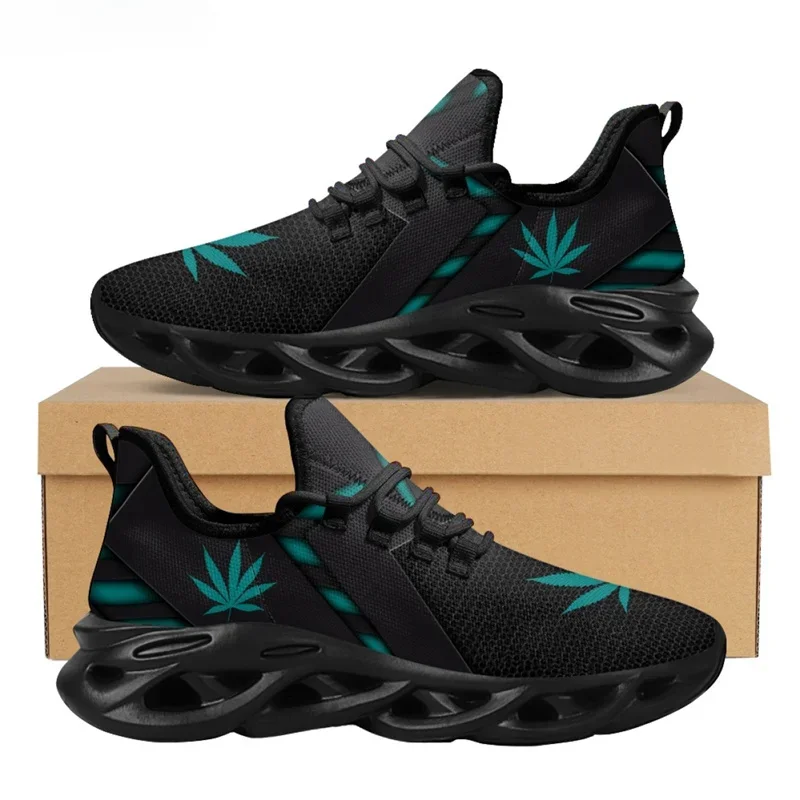 Green Weed Leaves Printing Ath - Breathable Mesh Athletic Shoes review and price