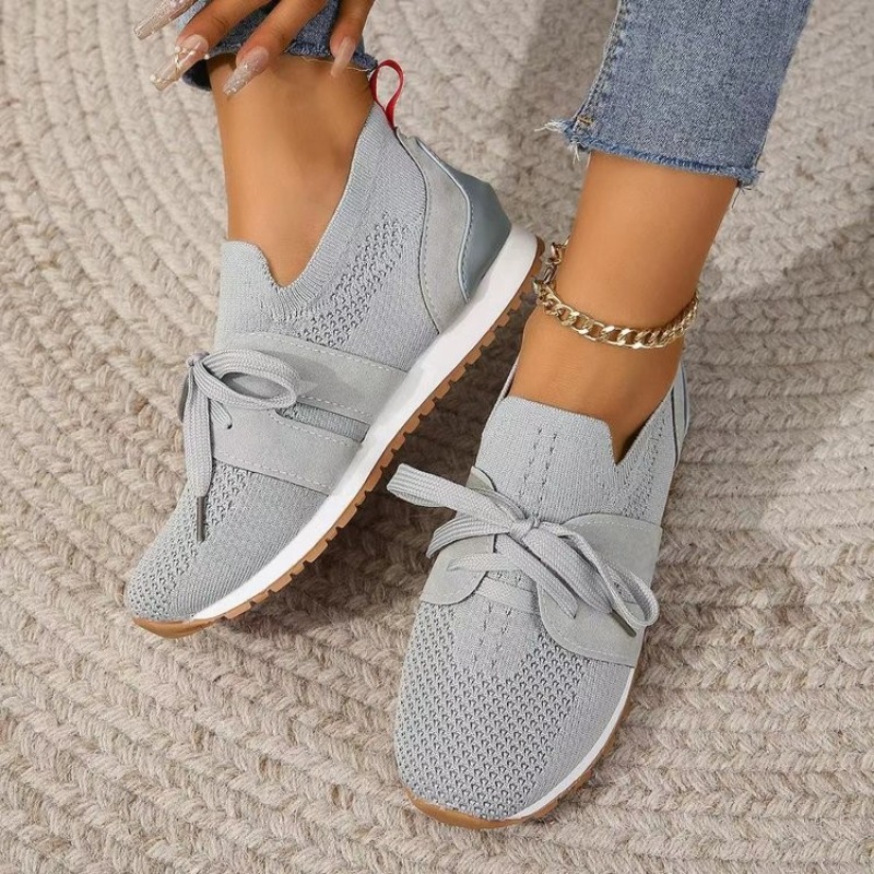 New Black Knit Breathable Wome - Knit Fabric Lace Up Sneakers review and price