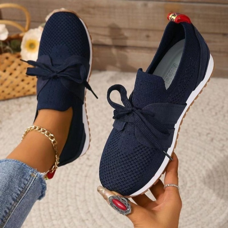 New Black Knit Breathable Wome - Knit Fabric Lace Up Sneakers review and price