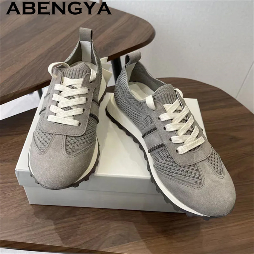 2026 Spring Hot Sale Knitted L - Knit Fabric Lace Up Sneakers review and price