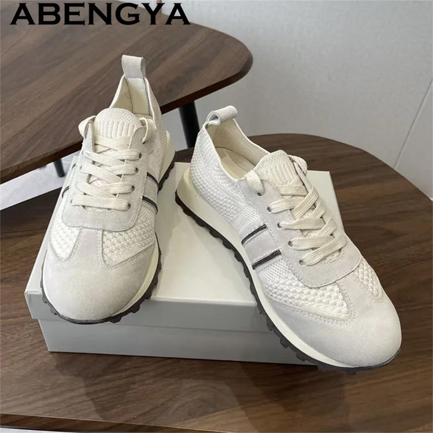 2026 Spring Hot Sale Knitted L - Knit Fabric Lace Up Sneakers review and price