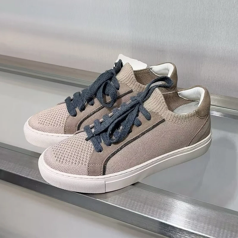 Women Knit Breathable Sneakers - Knit Fabric Lace Up Sneakers review and price