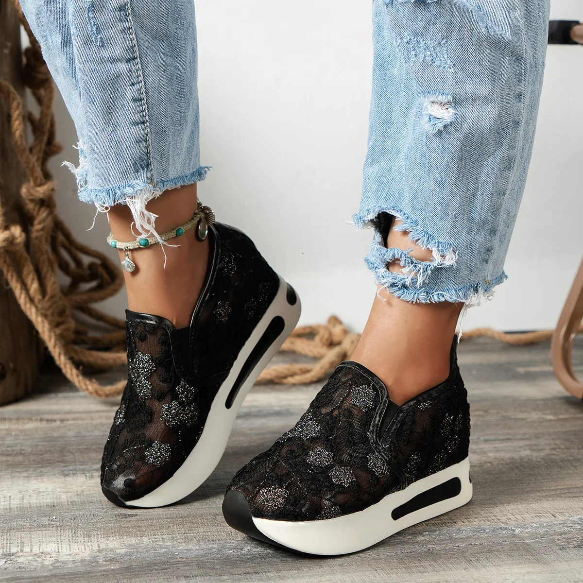 Lace Flats Platform Women Spor - Breathable Mesh Athletic Shoes review and price