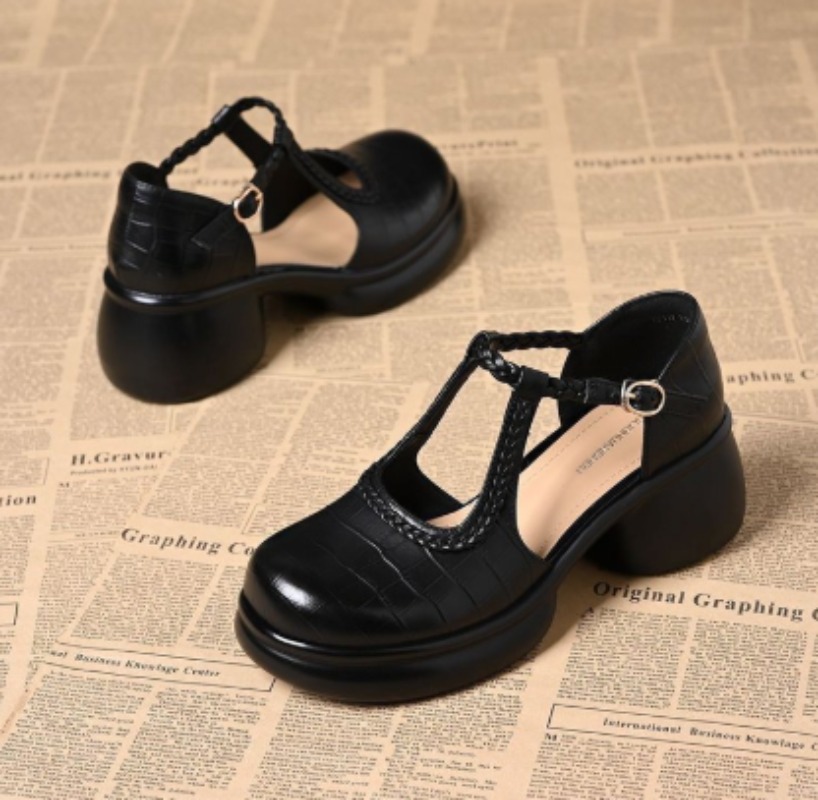 Women Black Croc‑Embossed Mary - Sandals review and price