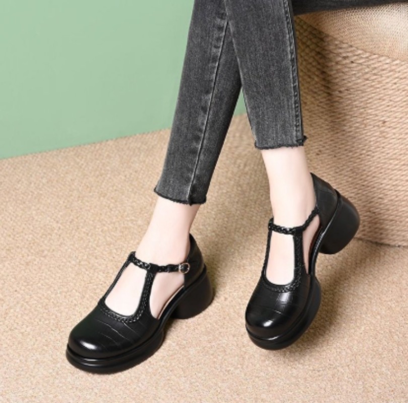 Women Black Croc‑Embossed Mary - Sandals review and price